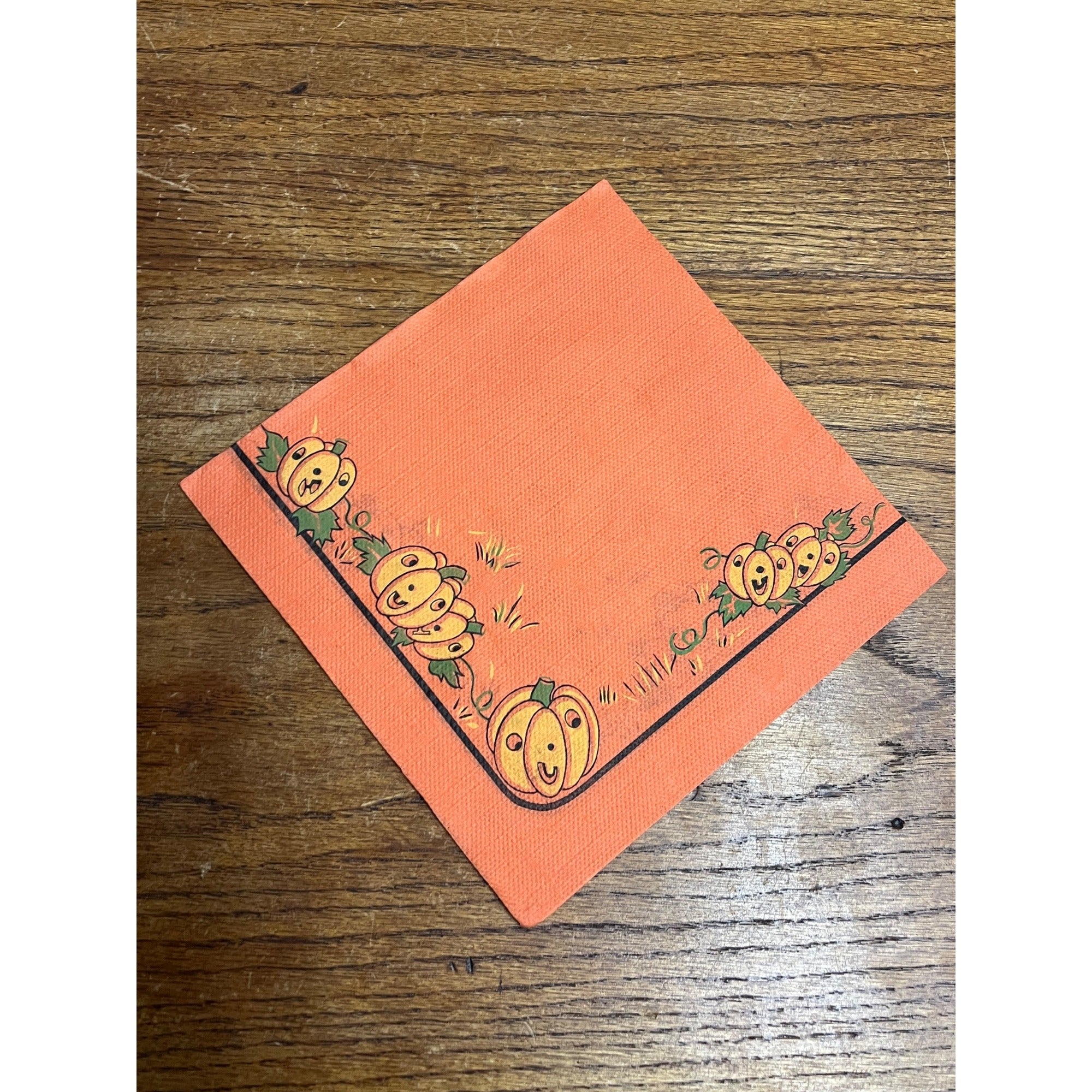 Vintage 1930s Halloween Dennison Crepe Paper Napkin Flying Witch Art Deco JOL