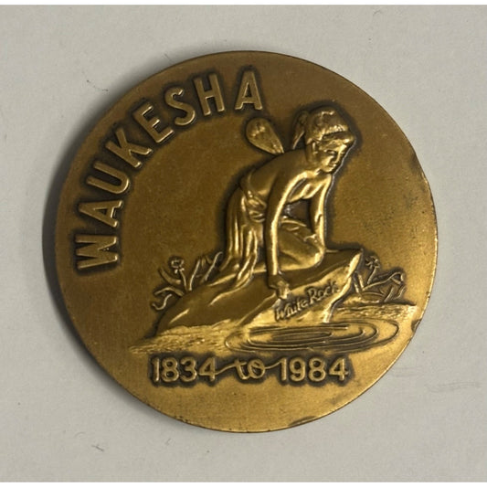 Vintage 1984 White Rock Water Waukesha State Bank Advertising Medal W/ Fairy