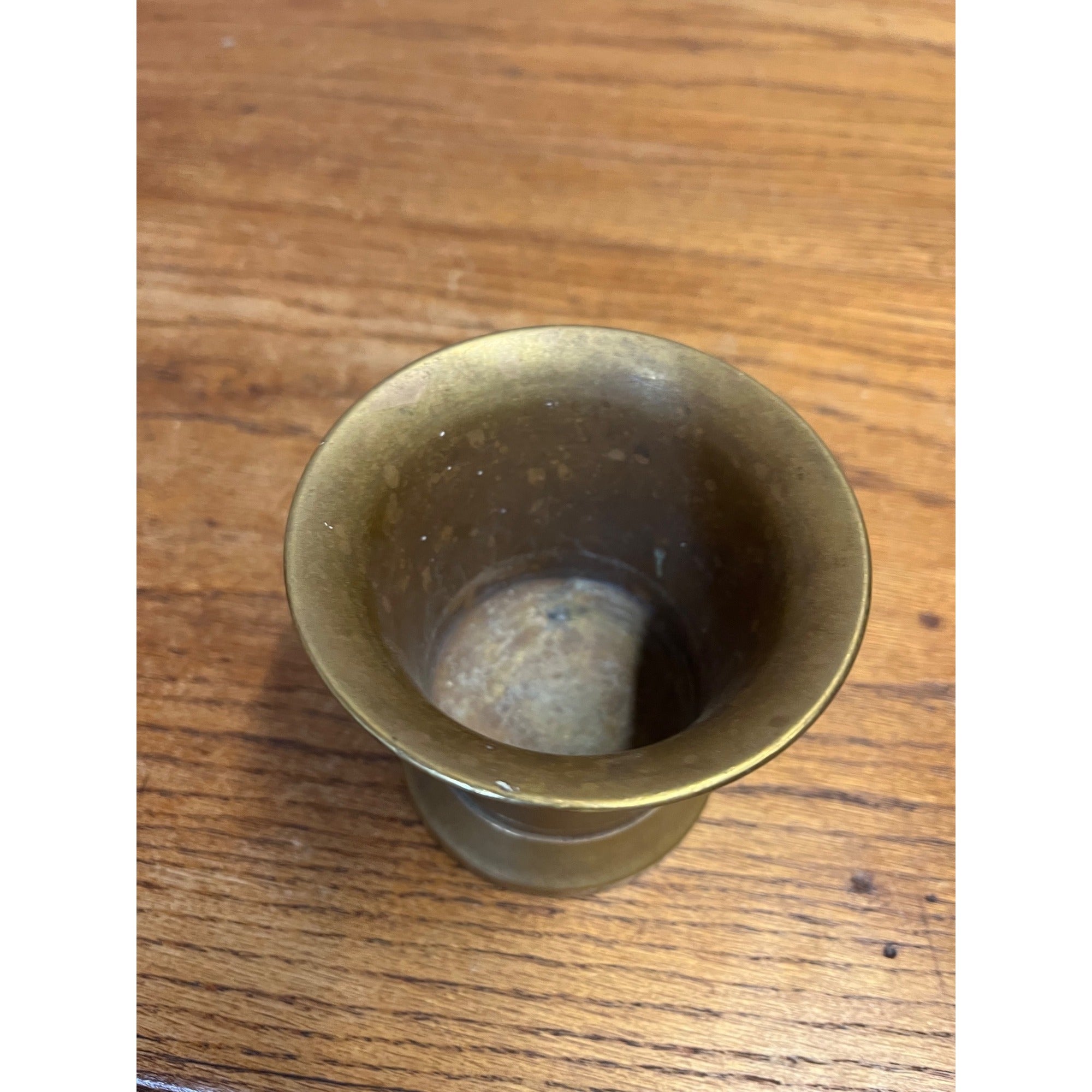 Vintage Solid Brass Mortar and Pestle Set Banded Decoration