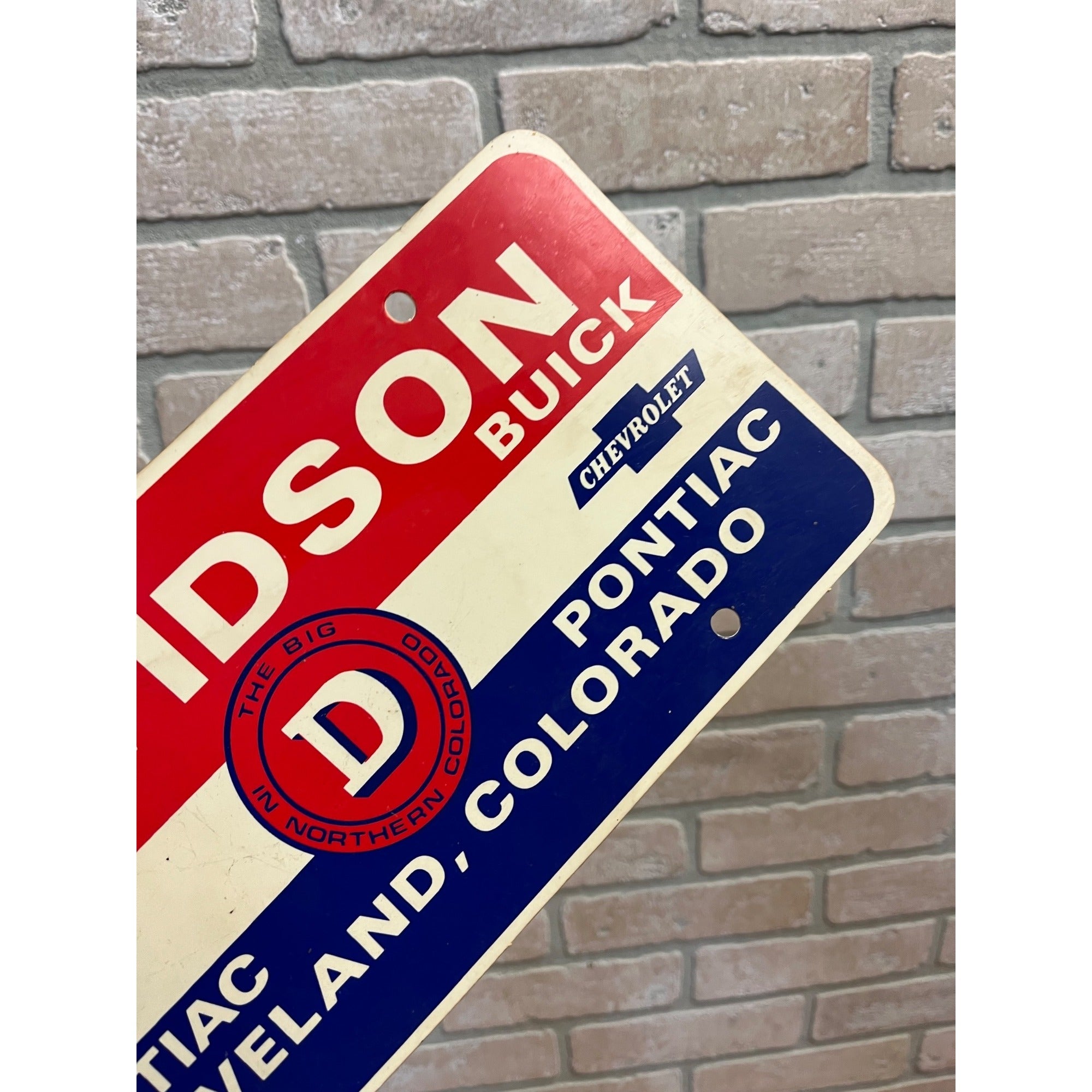 Vintage Davidson Buick Chevy Pontiac Dealer Booser Plastic License Plate Loveland CO