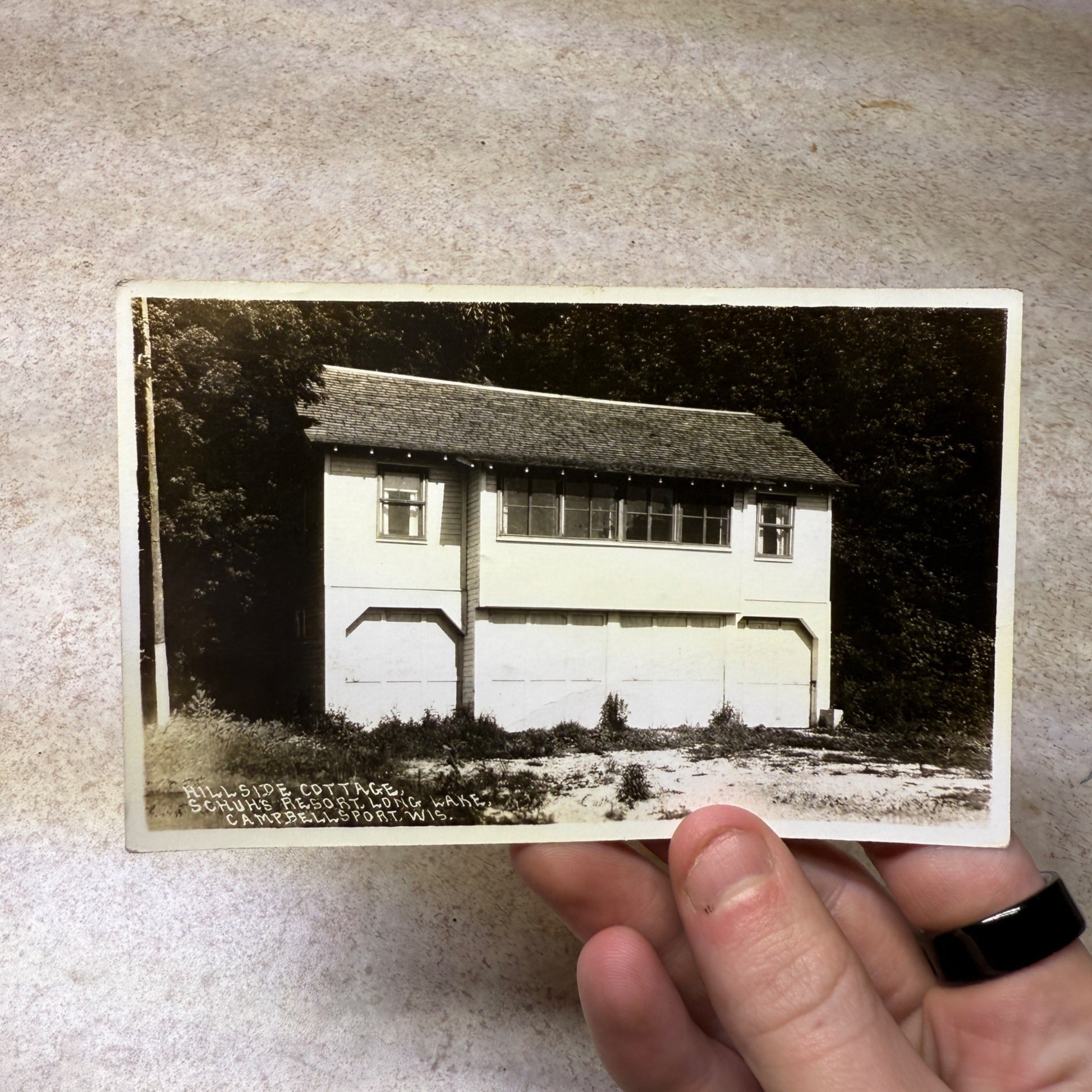 RPPC Hillside Cottafe Schuh Resort Long LakeWis Campbellsport Postcard