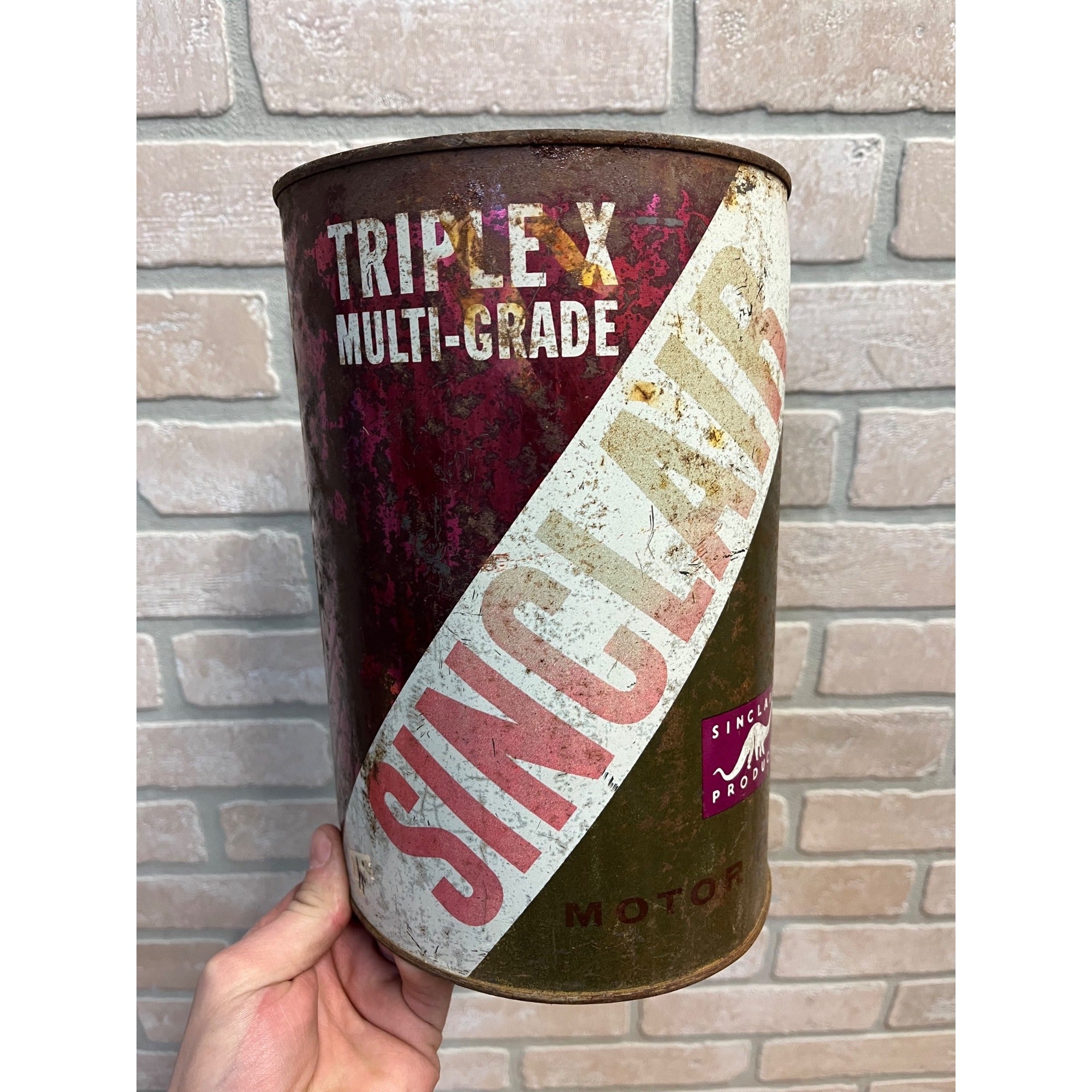 RARE Vintage Sinclair Oil Triple X Metal Can - As-Is