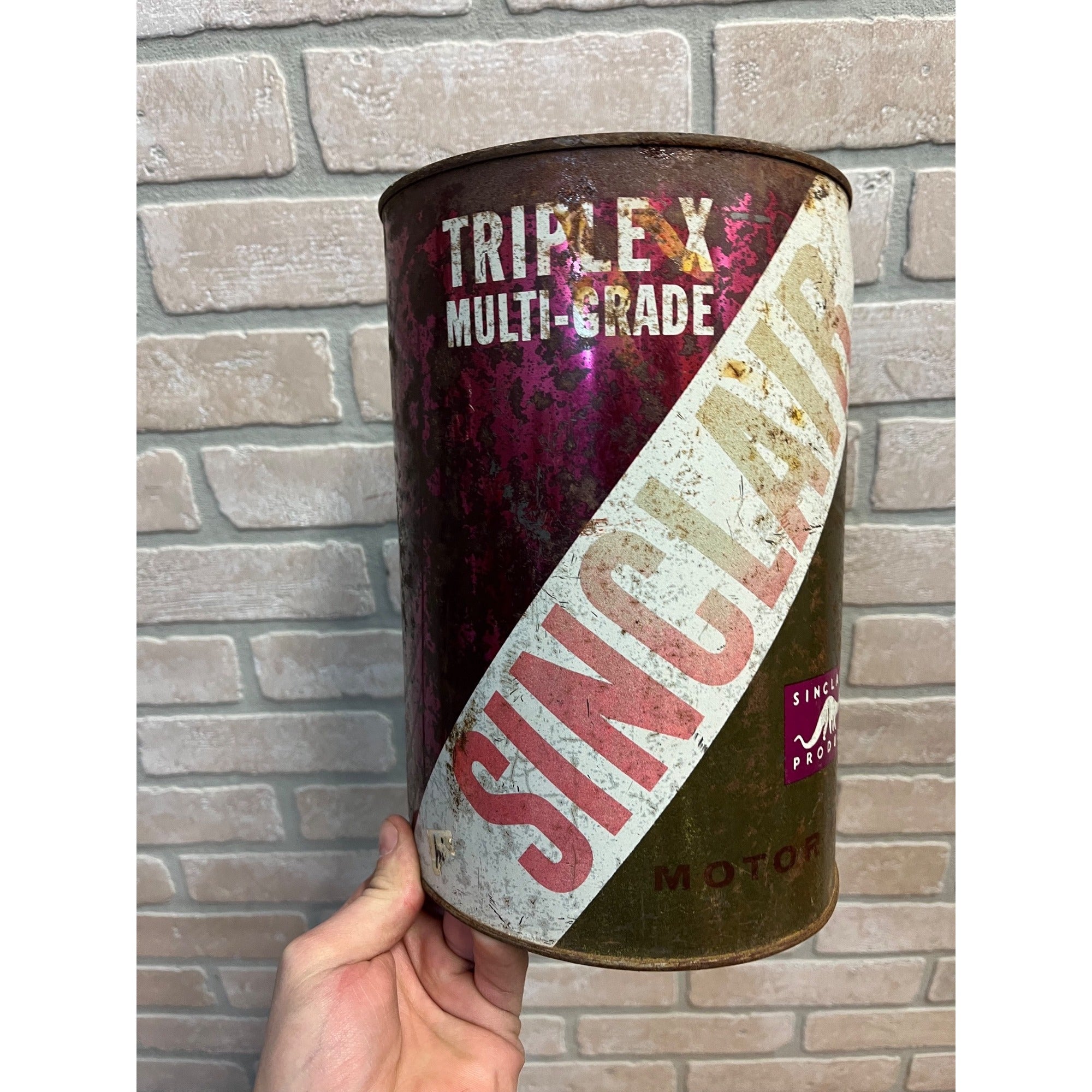 RARE Vintage Sinclair Oil Triple X Metal Can - As-Is