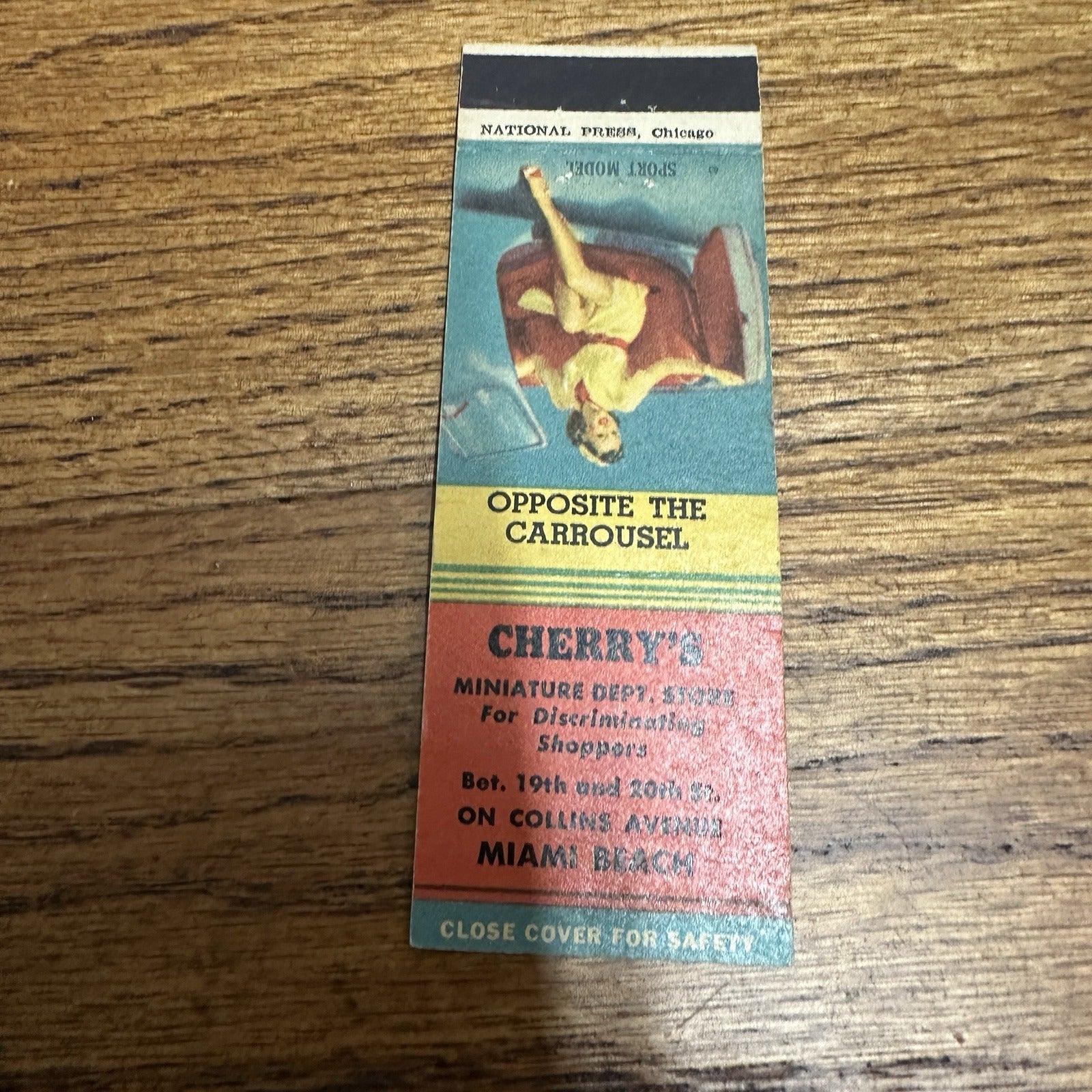 Vintage 1940s Pinup Girl Girlie Matchbook Cover Cherry's Store Miami Beach