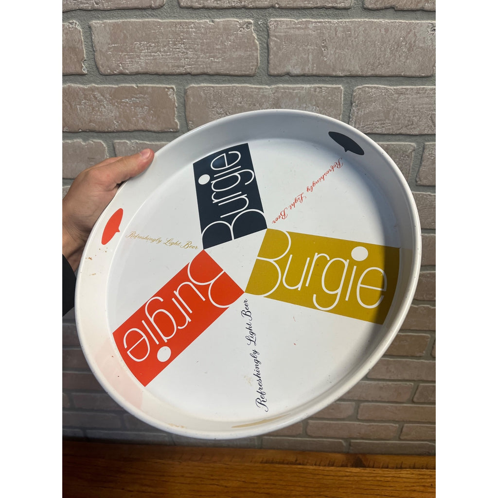 Vintage Burgie Beer Tray Burgermeister 12" Mid Century 1960s Say Burgie!