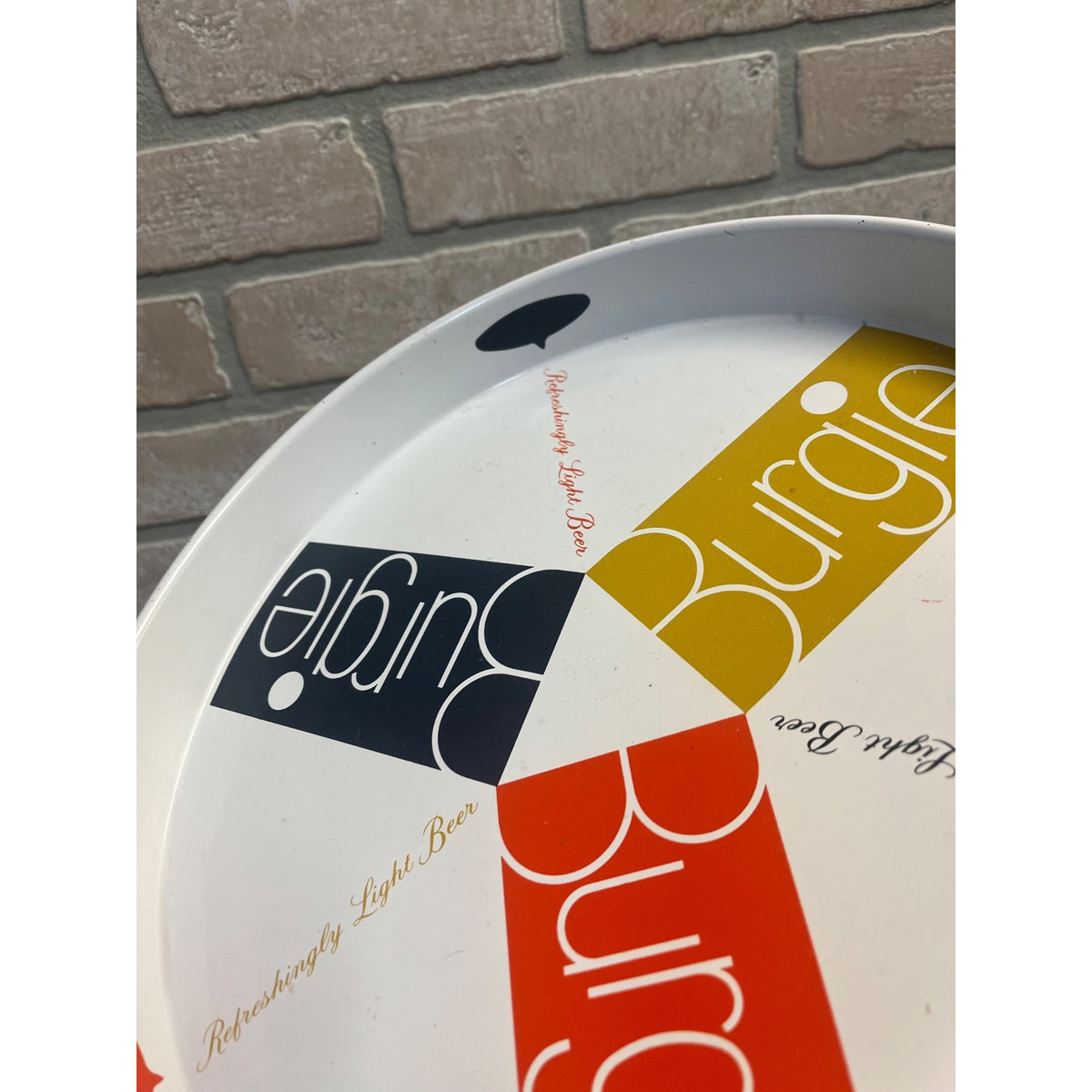 Vintage Burgie Beer Tray Burgermeister 12" Mid Century 1960s Say Burgie!