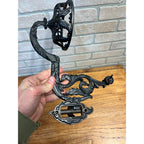 Vintage Cast Iron Black Oil Lamp Holder w/Wall Mounting Bracket, Swivel Arm