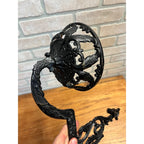 Vintage Cast Iron Black Oil Lamp Holder w/Wall Mounting Bracket, Swivel Arm