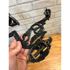 Vintage Cast Iron Black Oil Lamp Holder w/Wall Mounting Bracket, Swivel Arm
