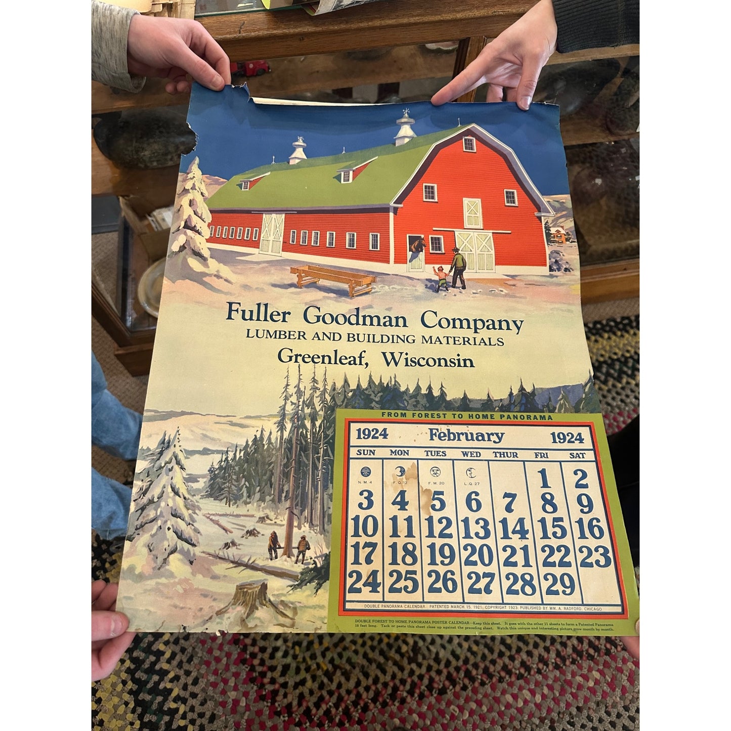 Vintage Fuller Goodman Lumber (Oshkosh Wis) Advertising Calendar Sign Farm Litho