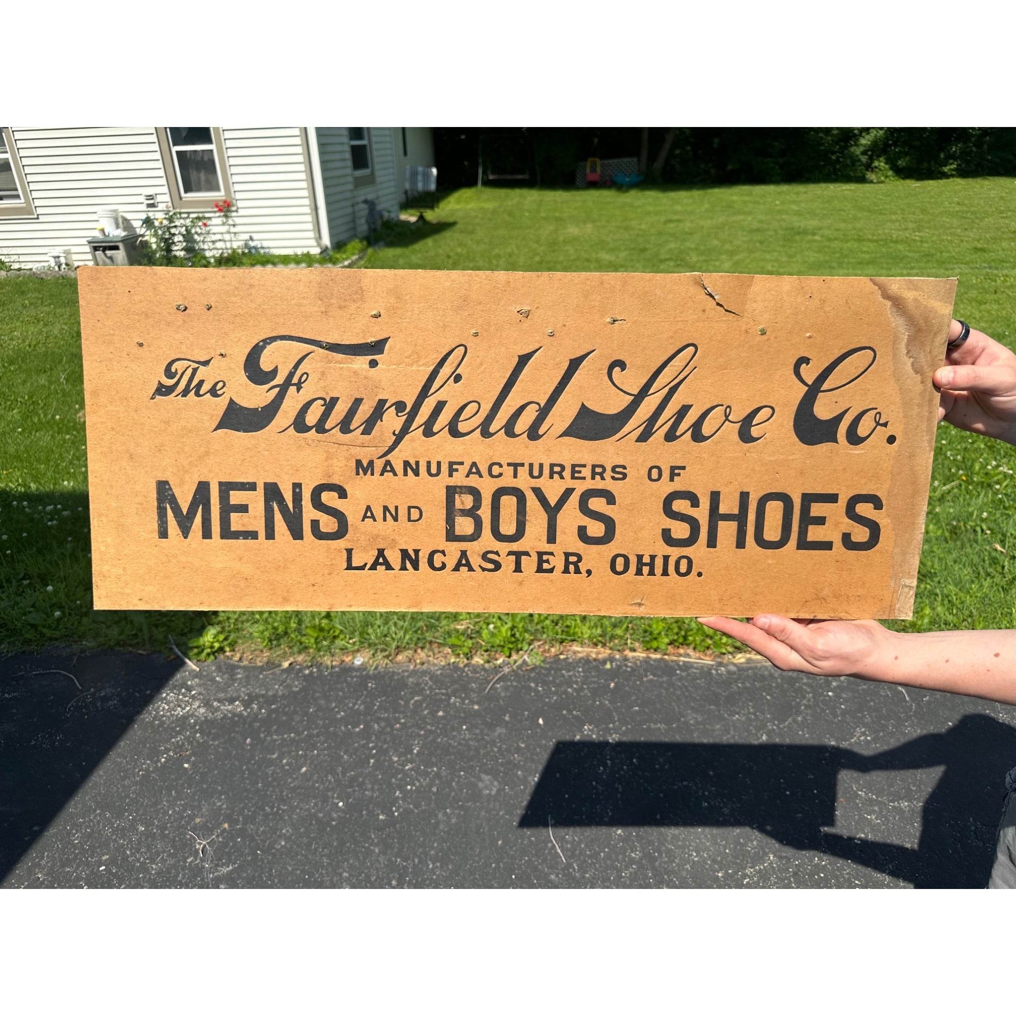 Antique 1910s Fairfield Shoe Co Mens Boys Shoes Advertising Sign