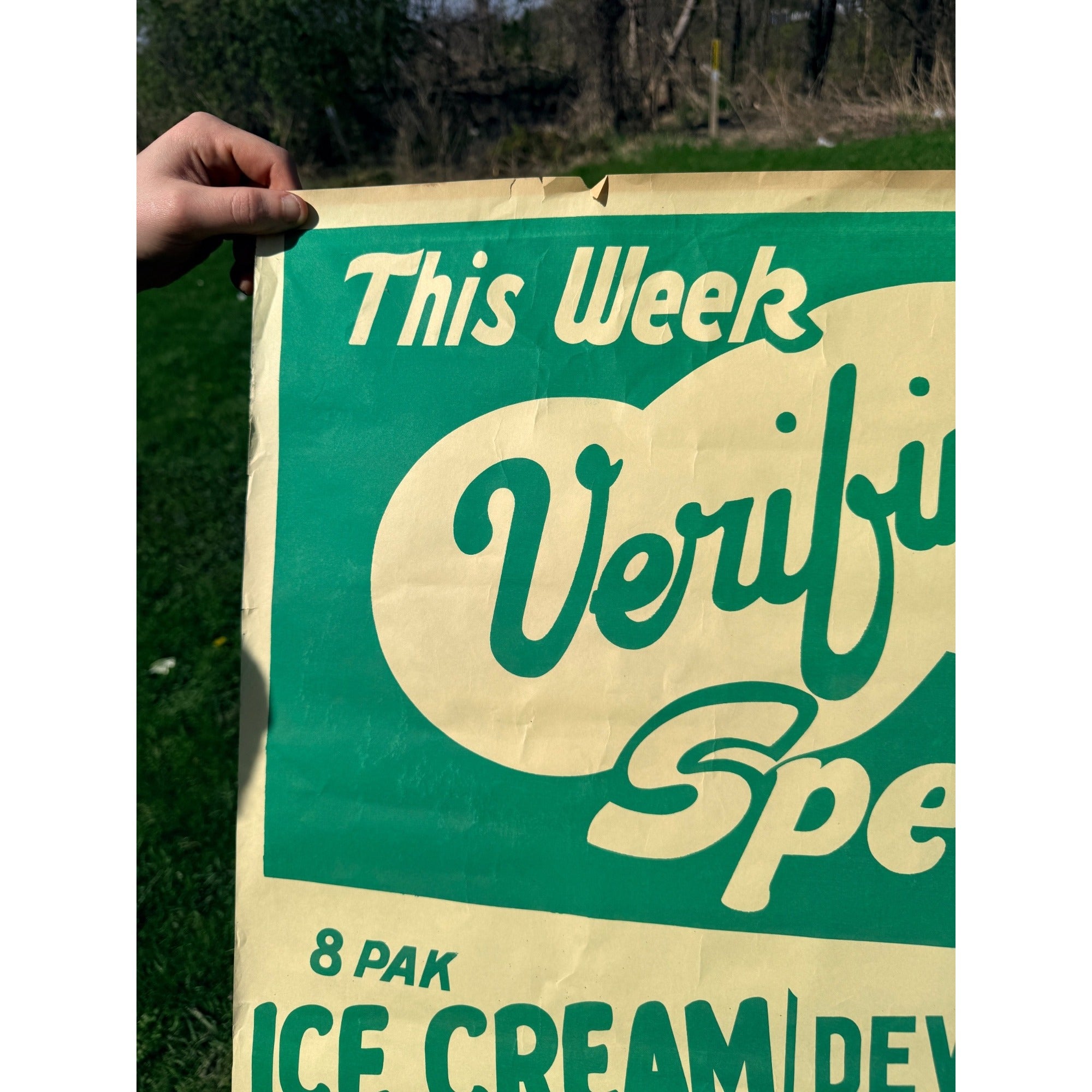 Vintage Verifine Dairy Ice Cream Slicews / Cake Rolls Advertising Poster Sign