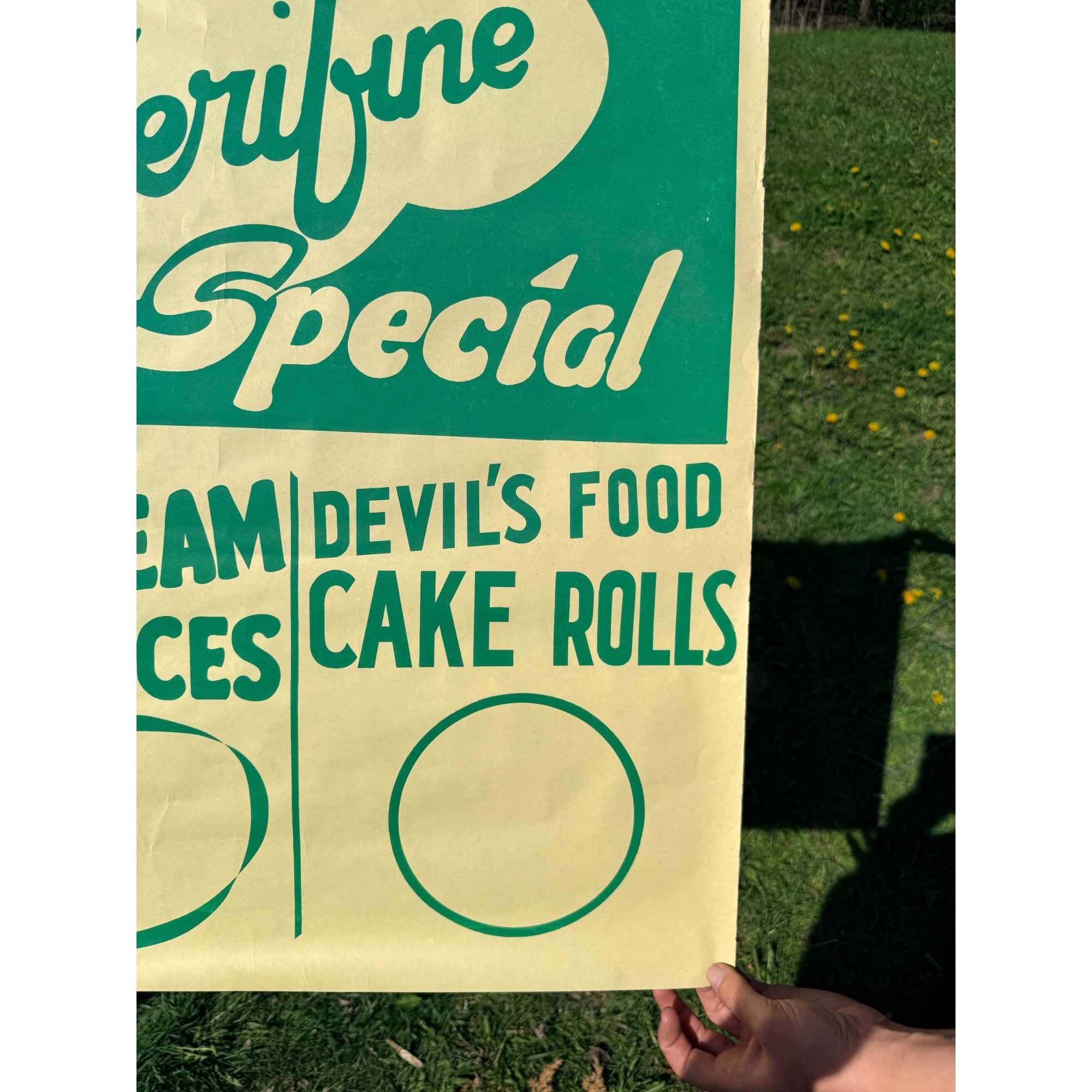Vintage Verifine Dairy Ice Cream Slicews / Cake Rolls Advertising Poster Sign