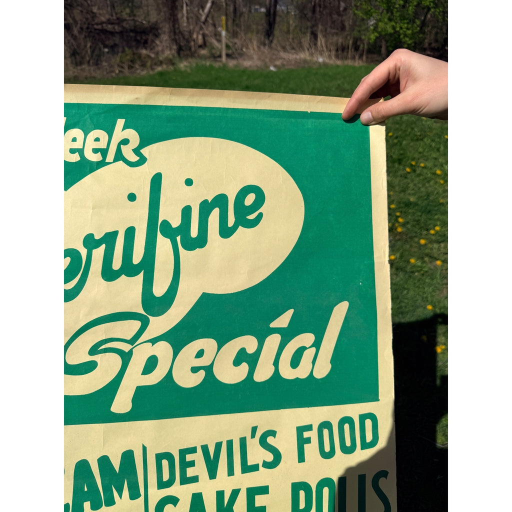 Vintage Verifine Dairy Ice Cream Slicews / Cake Rolls Advertising Poster Sign