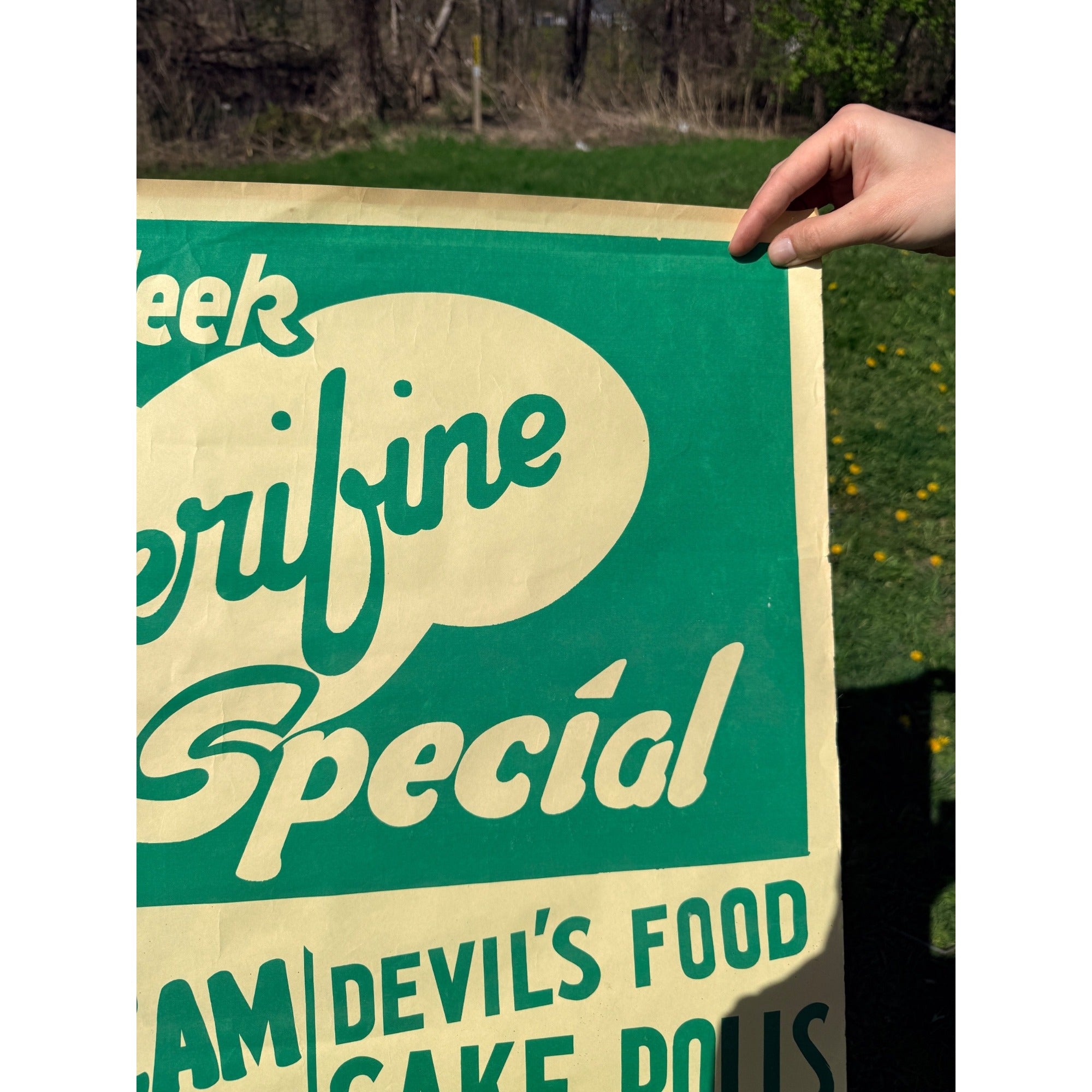 Vintage Verifine Dairy Ice Cream Slicews / Cake Rolls Advertising Poster Sign