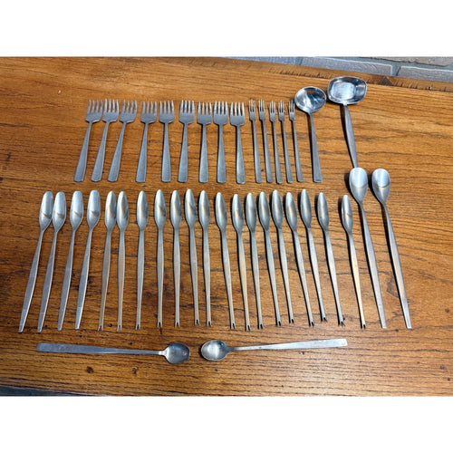 Vintage 1960s Gense Focus MCM Stainless 40pc Flatware Set Lobster Picks, Forks,