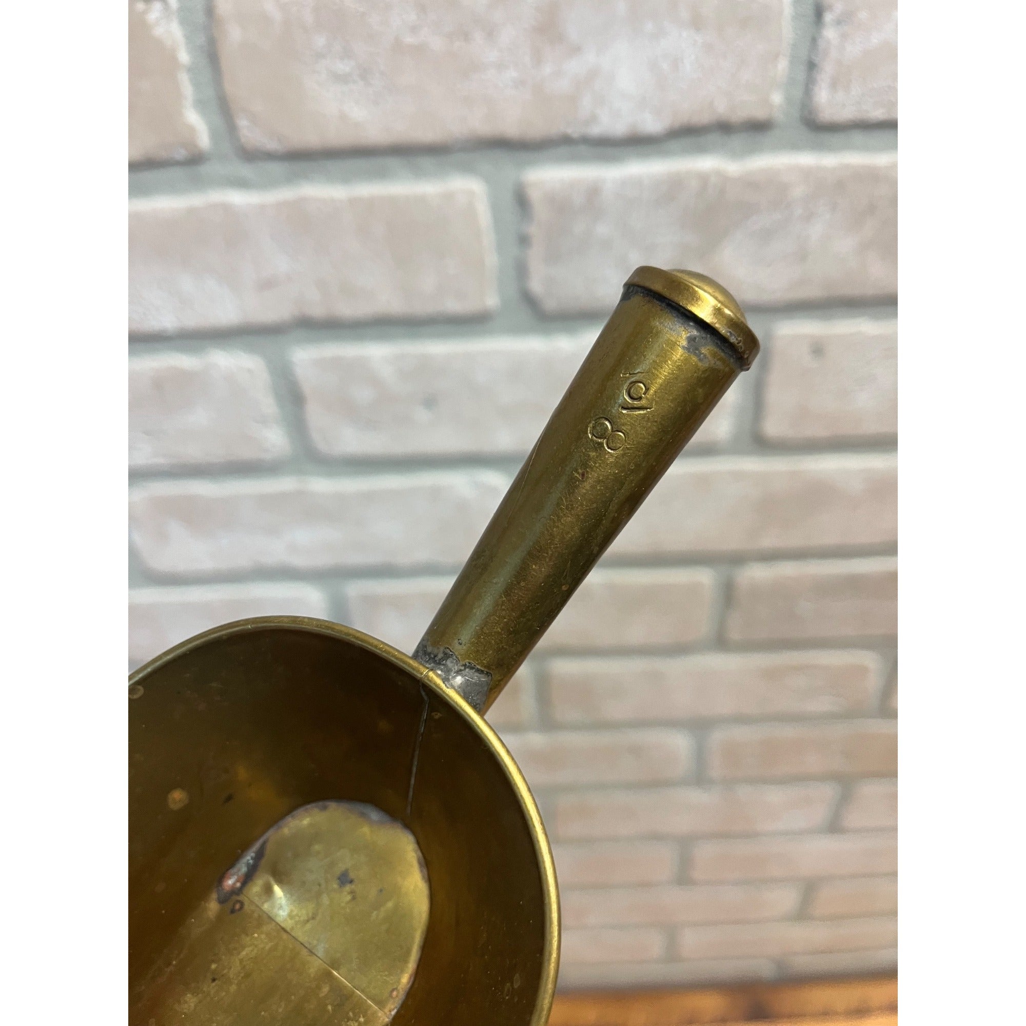 Vintage 1900s Brass No. 8 Scoop General Store Sugar Flour Candy Grain Seed 8"