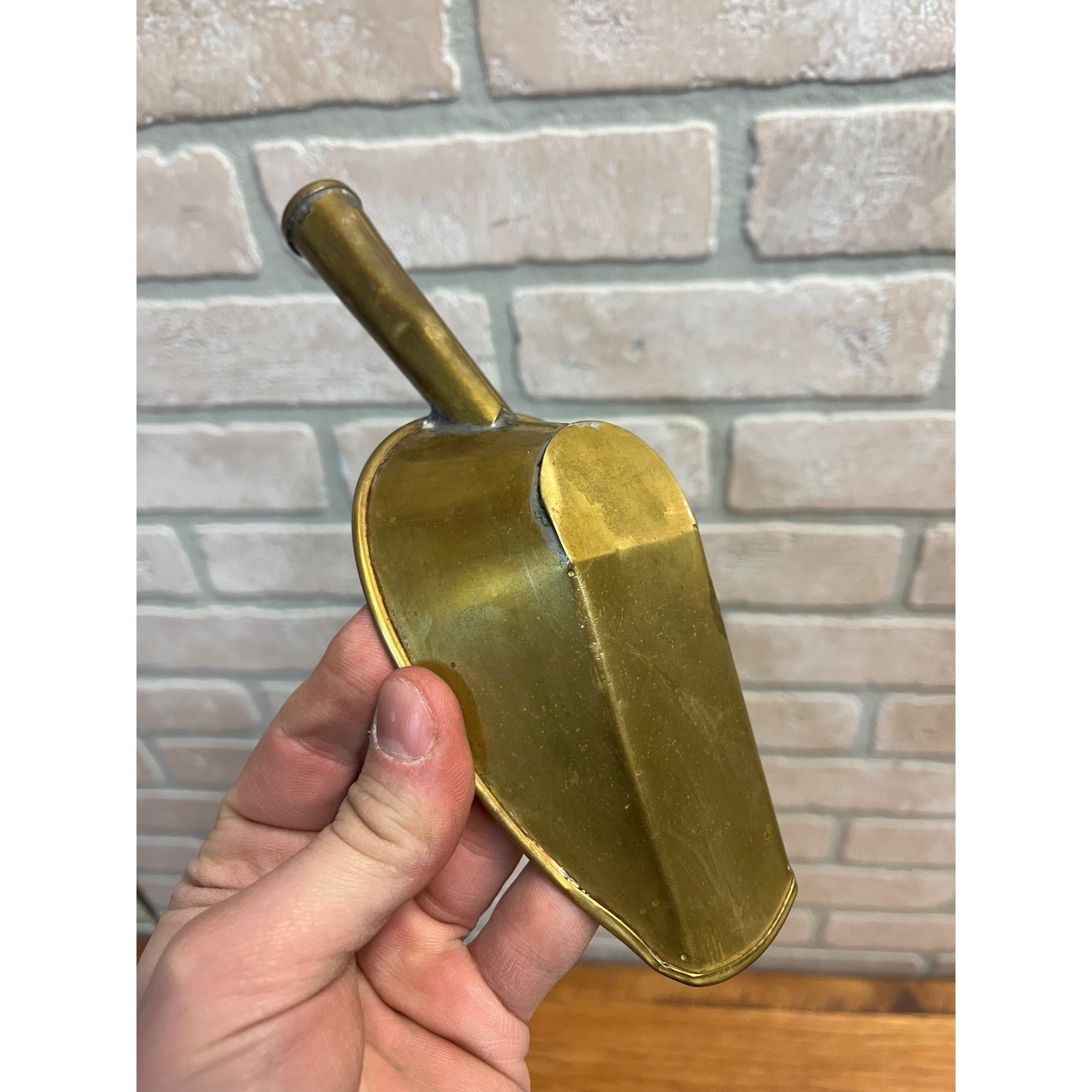 Vintage 1900s Brass No. 8 Scoop General Store Sugar Flour Candy Grain Seed 8"