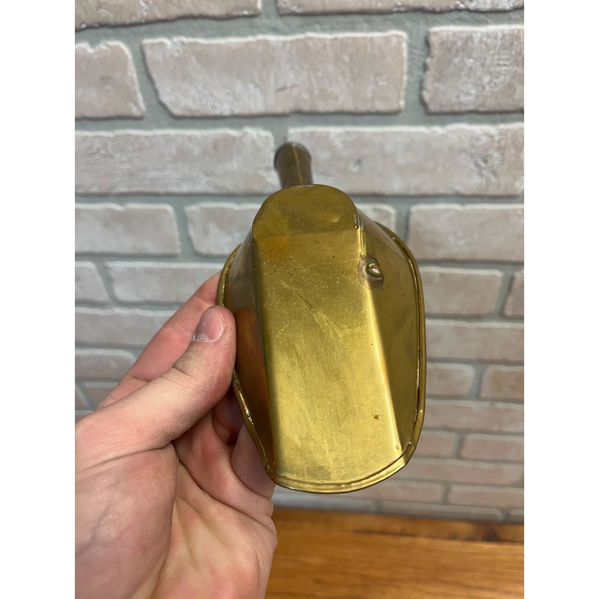 Vintage 1900s Brass No. 8 Scoop General Store Sugar Flour Candy Grain Seed 8"