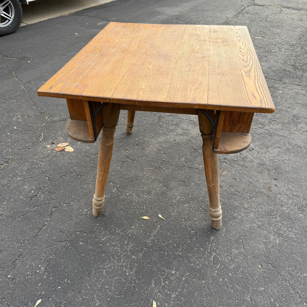 Vintage Tavern Bar Wooden Table w/ Pocket Cubbies