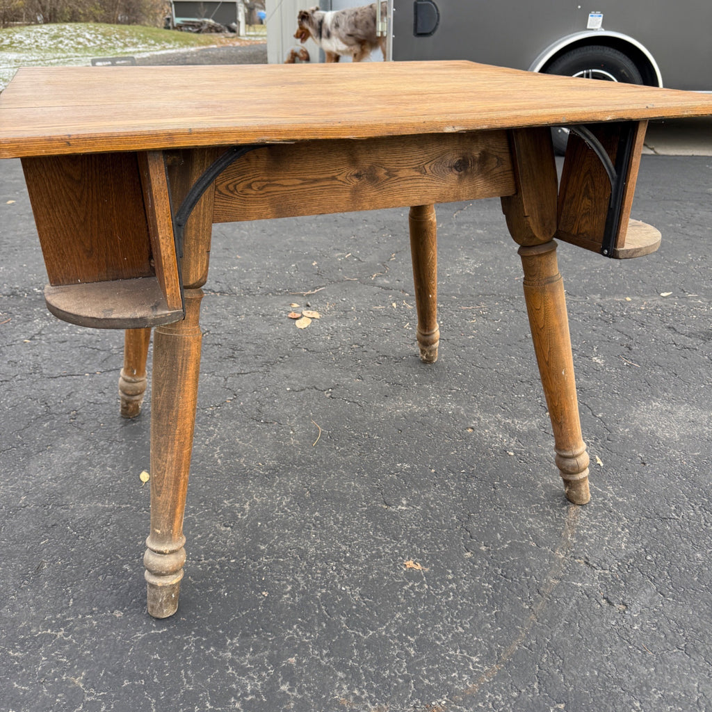 Vintage Tavern Bar Wooden Table w/ Pocket Cubbies