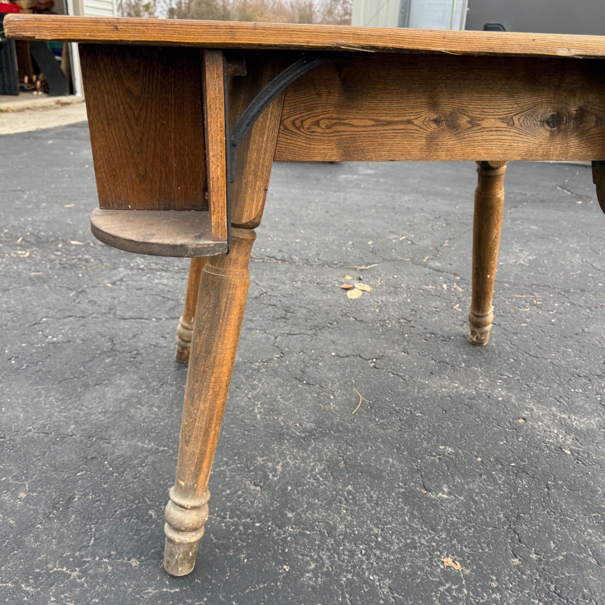 Vintage Tavern Bar Wooden Table w/ Pocket Cubbies
