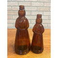 Vintage Mrs Buttersworth Maple Syrup Amber Glass Bottles Lot (2) 10” & 8.5"