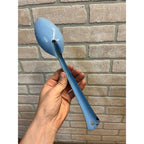 Antique Primitive Light Blue Graniteware Solid Pot Spoon Farmhouse Decor