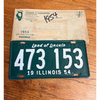 Vintage 1954 Illinois License Plate, Solid Green With White Lettering Land of Lincoln Motto