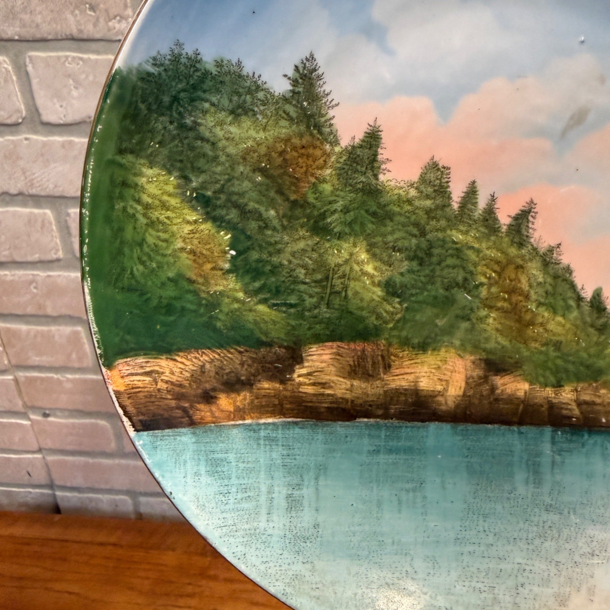 Vintage Hand-Painted Souvenir Plate "Nav Yard Dells Of The Wisconsin River" 1900s Decor