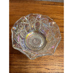 Vintage L.E. Smith Clear Iridescent Carnival Glass Bowl - Vintage Ruffled Edge Design