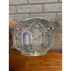Vintage L.E. Smith Clear Iridescent Carnival Glass Bowl - Vintage Ruffled Edge Design