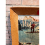 RARE Vintage 1940s Atlas Prager Beer Chicago Advertising Cardboard Sign Fishing Scene