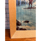 RARE Vintage 1940s Atlas Prager Beer Chicago Advertising Cardboard Sign Fishing Scene