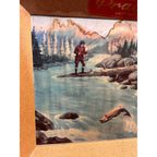 RARE Vintage 1940s Atlas Prager Beer Chicago Advertising Cardboard Sign Fishing Scene