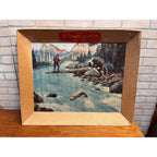 RARE Vintage 1940s Atlas Prager Beer Chicago Advertising Cardboard Sign Fishing Scene