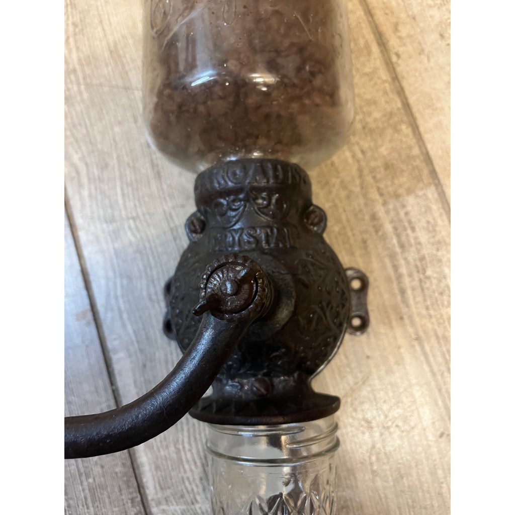 Vintage Arcade Crystal #3 Cast Iron And Glass Coffee Grinder Antique Primitive