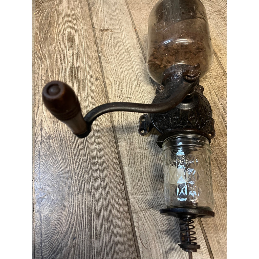 Vintage Arcade Crystal #3 Cast Iron And Glass Coffee Grinder Antique Primitive