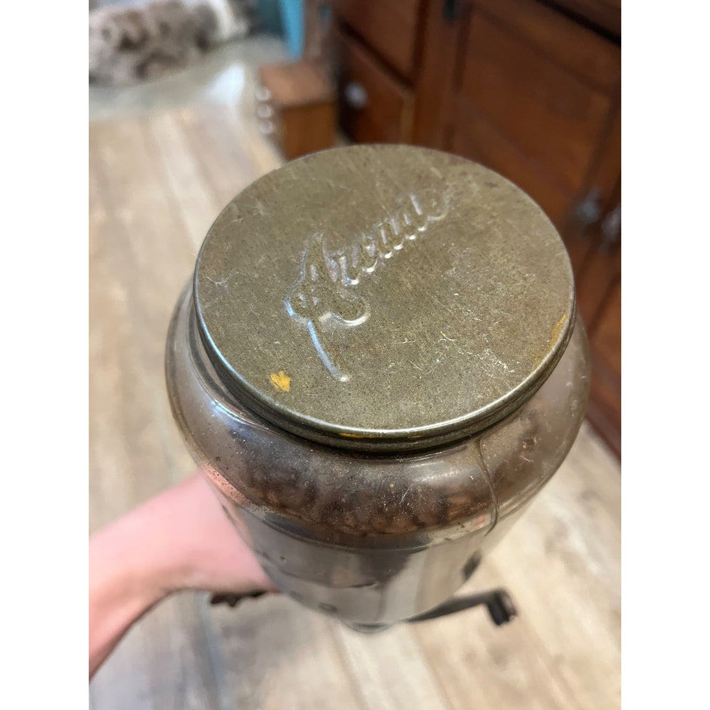 Vintage Arcade Crystal #3 Cast Iron And Glass Coffee Grinder Antique Primitive