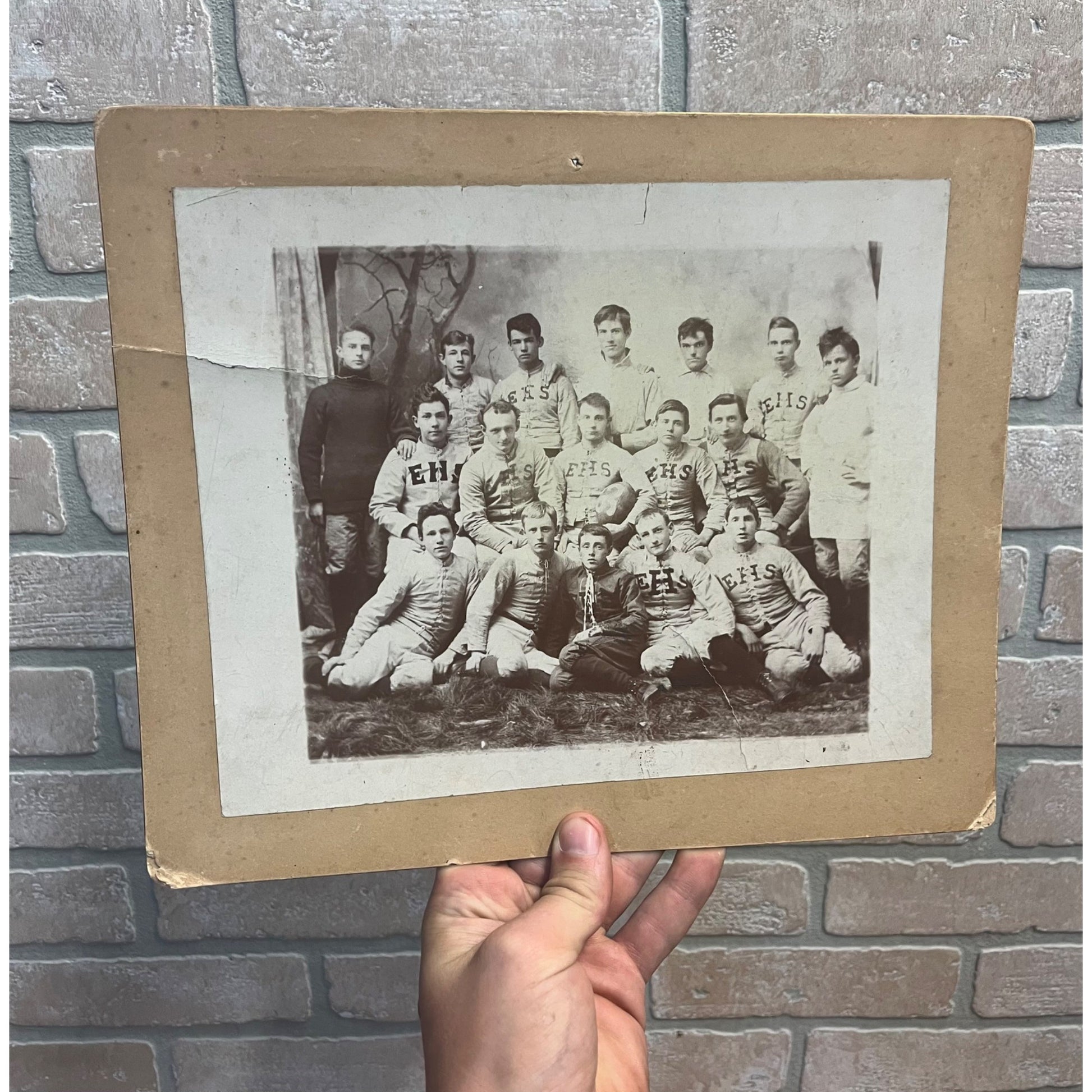 Rare Antique Cabinet Real Photo Football Team EHS - Wisconsin