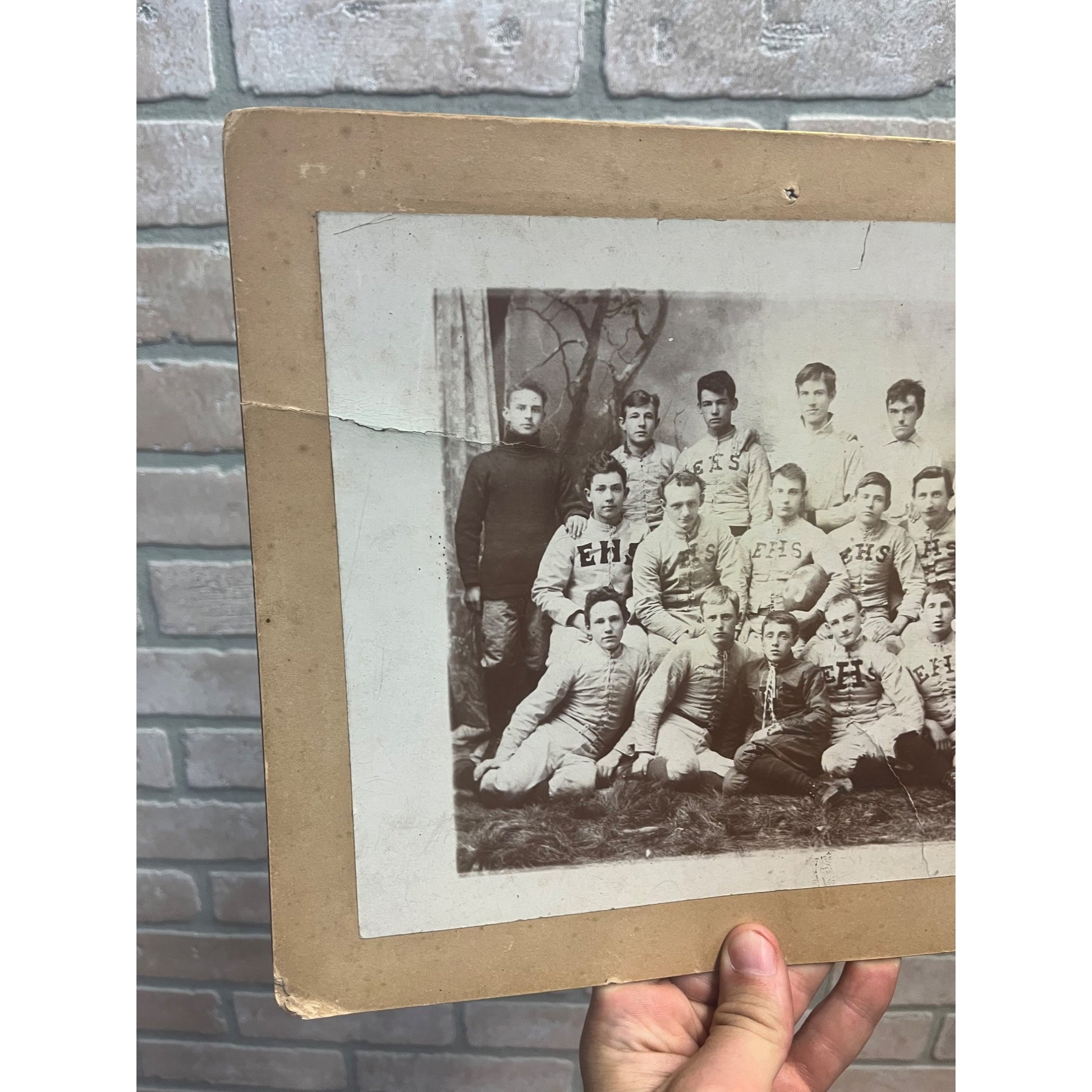 Rare Antique Cabinet Real Photo Football Team EHS - Wisconsin