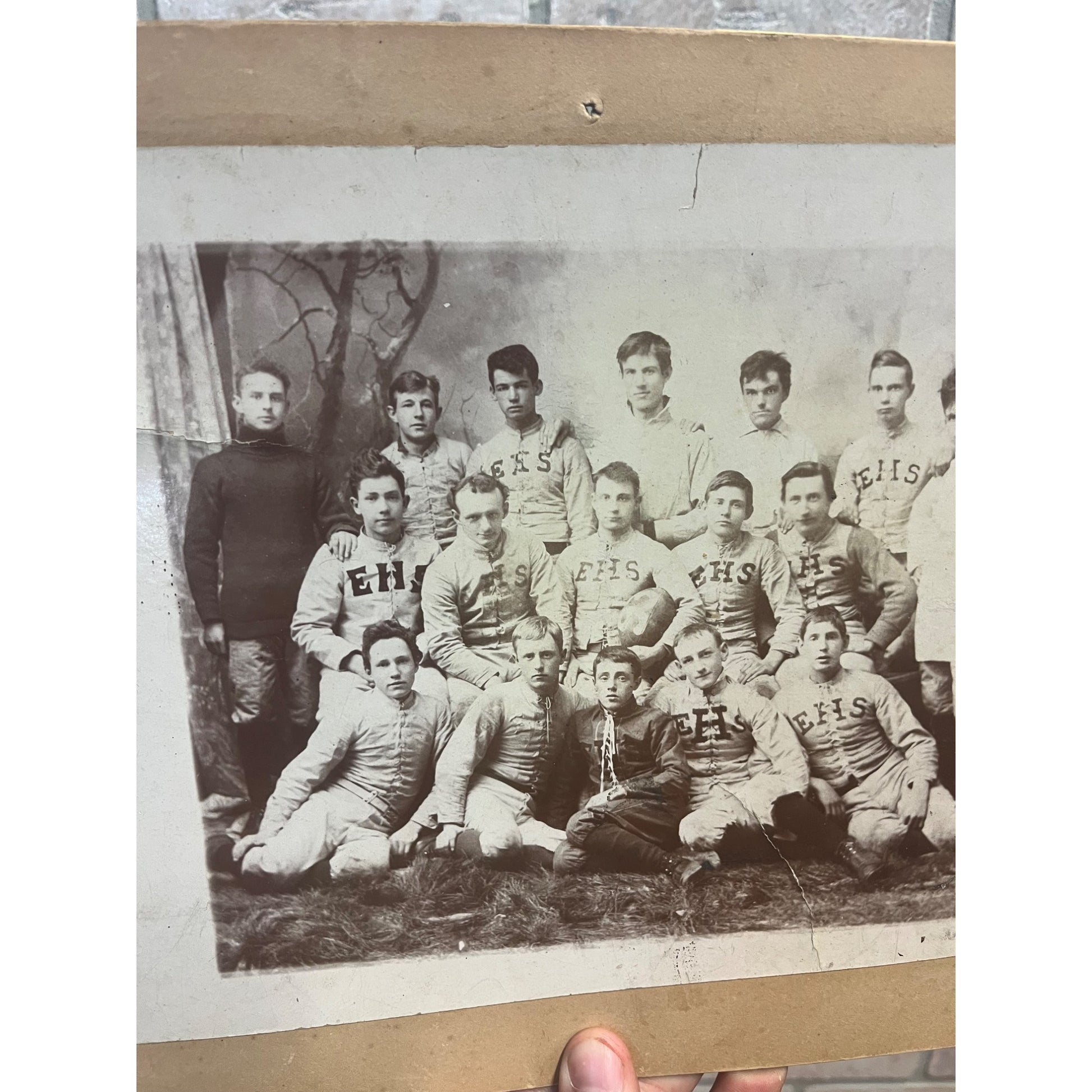 Rare Antique Cabinet Real Photo Football Team EHS - Wisconsin