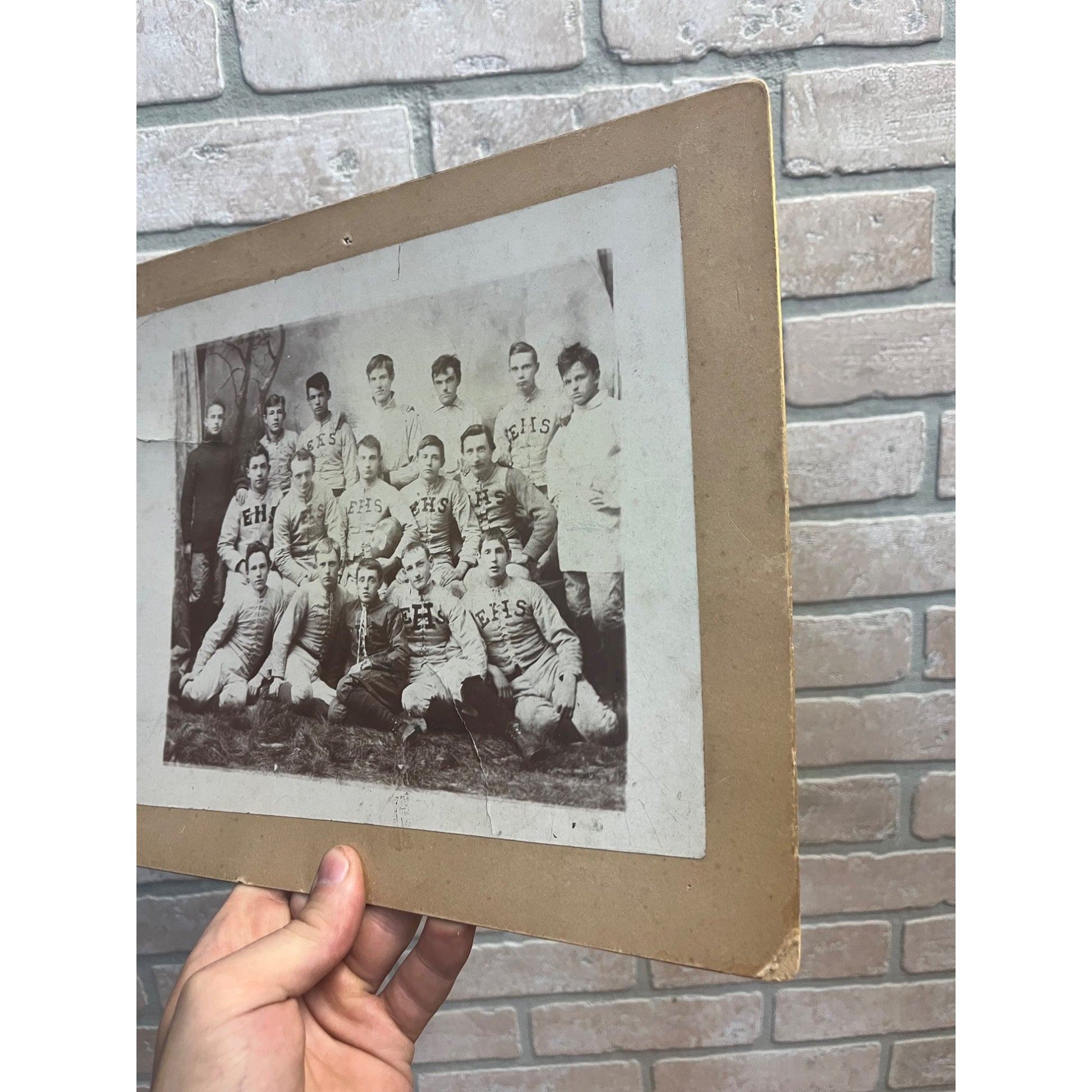 Rare Antique Cabinet Real Photo Football Team EHS - Wisconsin