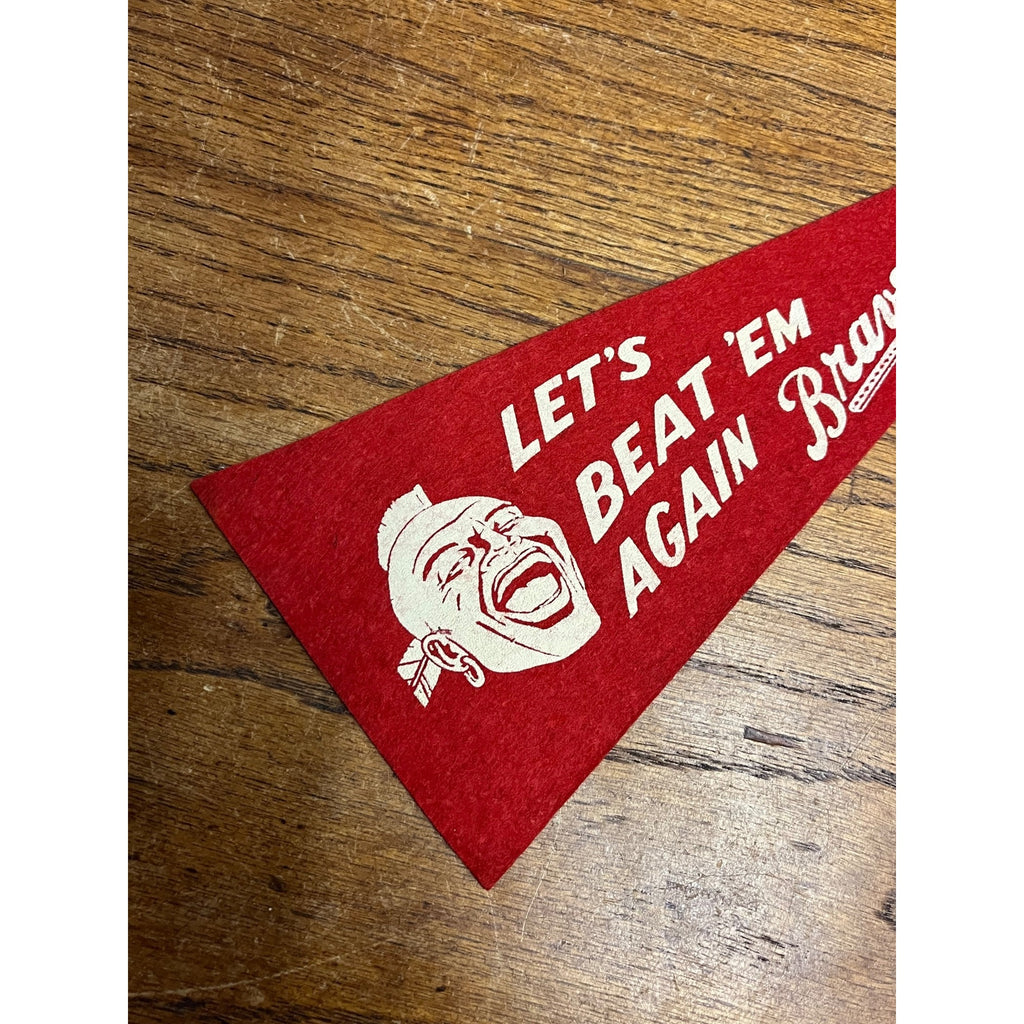 RARE Vintage 1958 Milwaukee Braves World Series 10" Pennant Let’s Beat Em’ Again