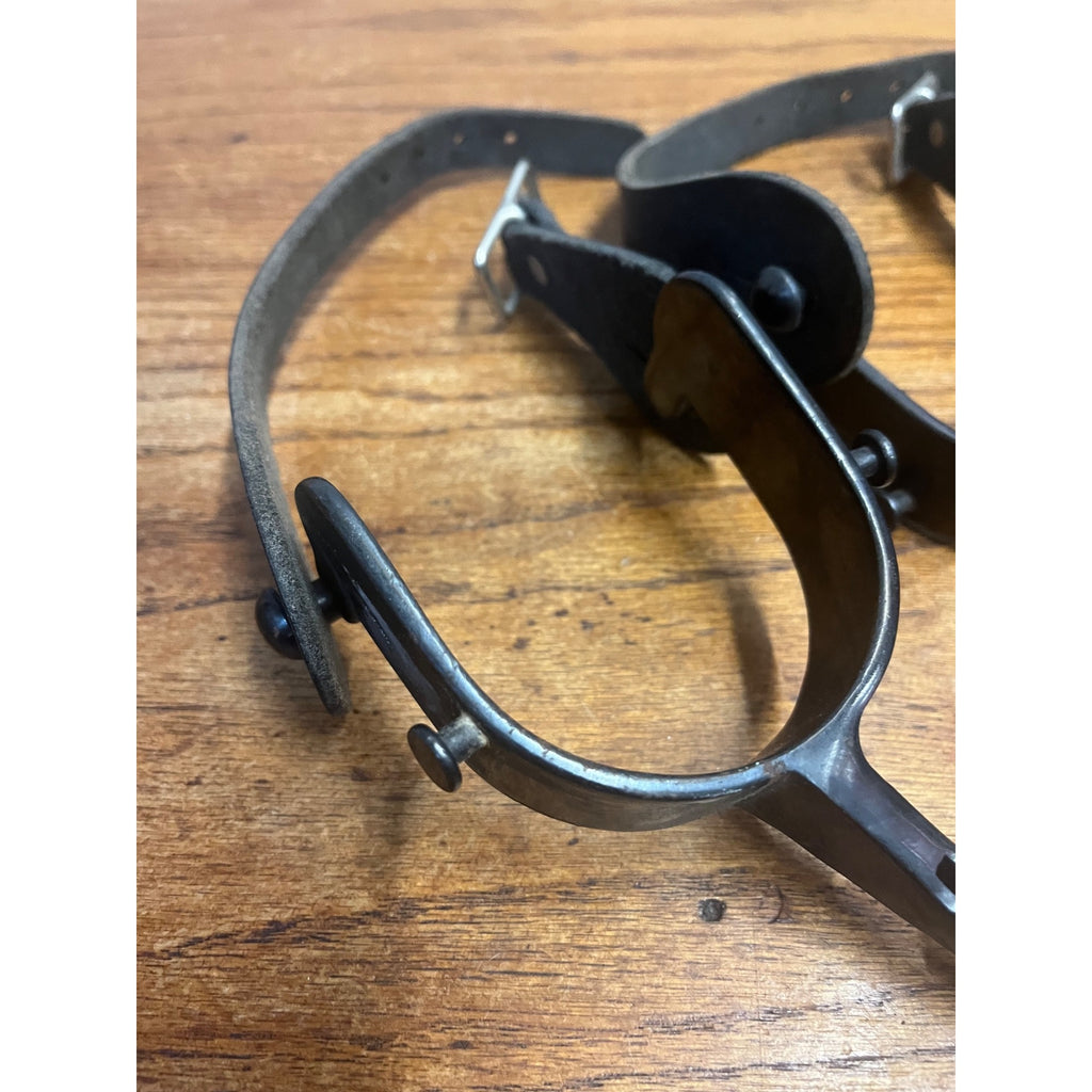 Vintage Western Cowboy Riding Spurs Pair Leather Straps Horse Equestrian Tack