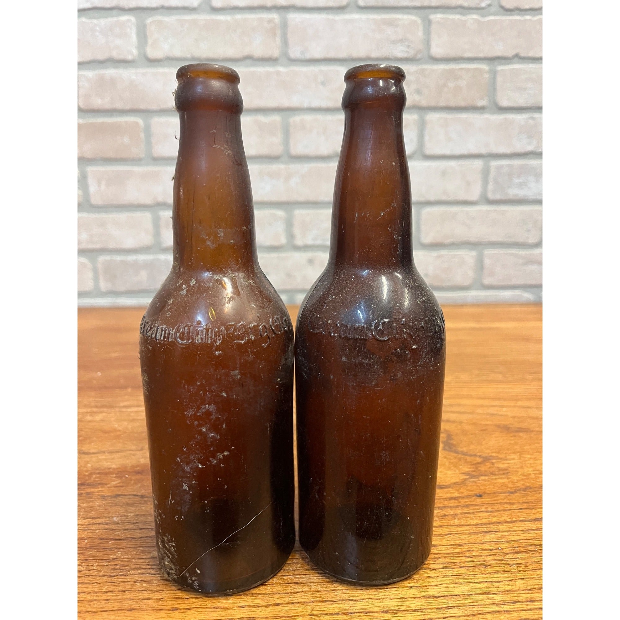 Pre-Pro Cream City Brewing Milwaukee Wisconsin Blob Top Beer Bottles Lot (2)