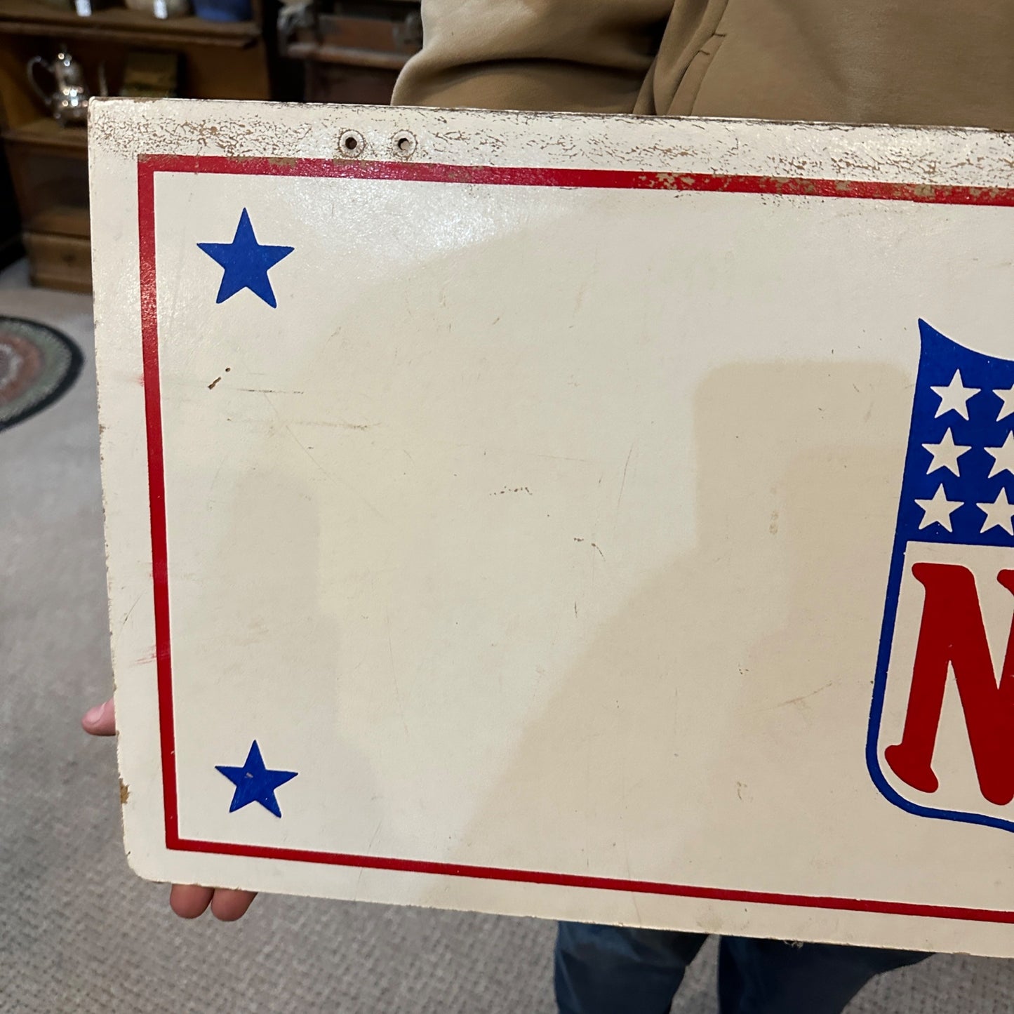 Vintage 1970s NFL Football Merchandise Store Display Wooden Masonite Sign