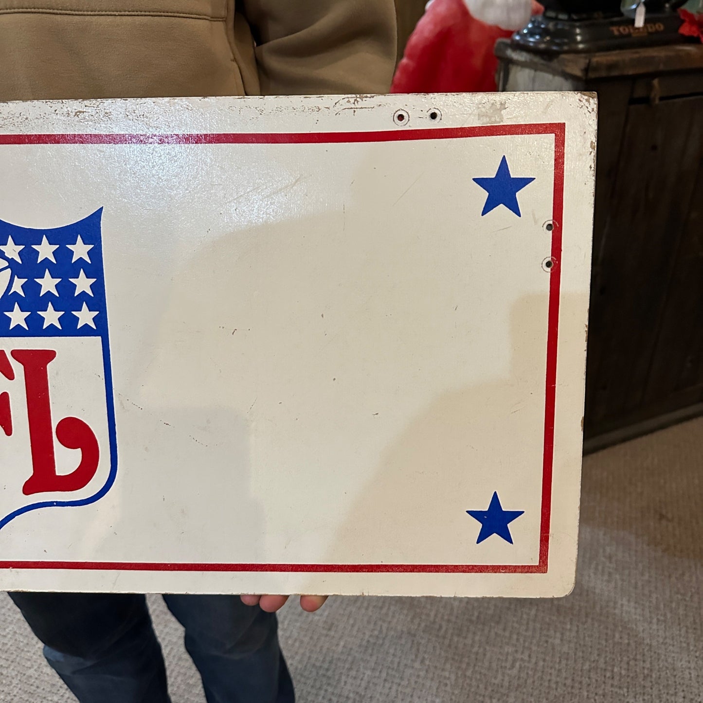 Vintage 1970s NFL Football Merchandise Store Display Wooden Masonite Sign