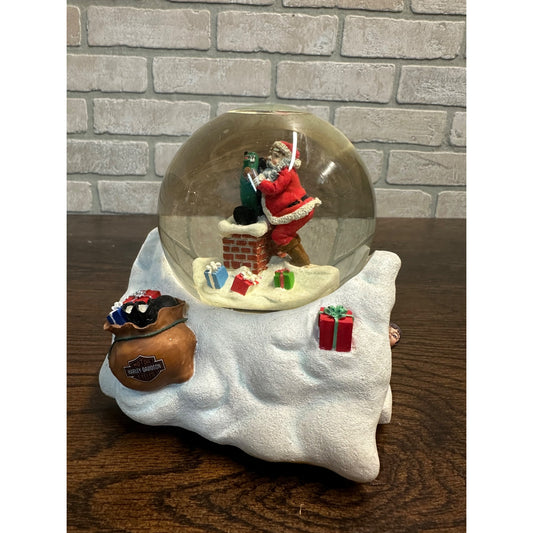 2000 Santa Rooftop Motorcycle Harley Davidson Snow Globe. Vintage Musical