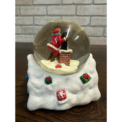 2000 Santa Rooftop Motorcycle Harley Davidson Snow Globe. Vintage Musical